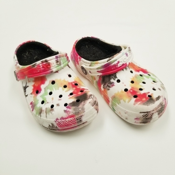 Crocs lined tie dye slip‎ on clogs child's 12 - Picture 1 of 8